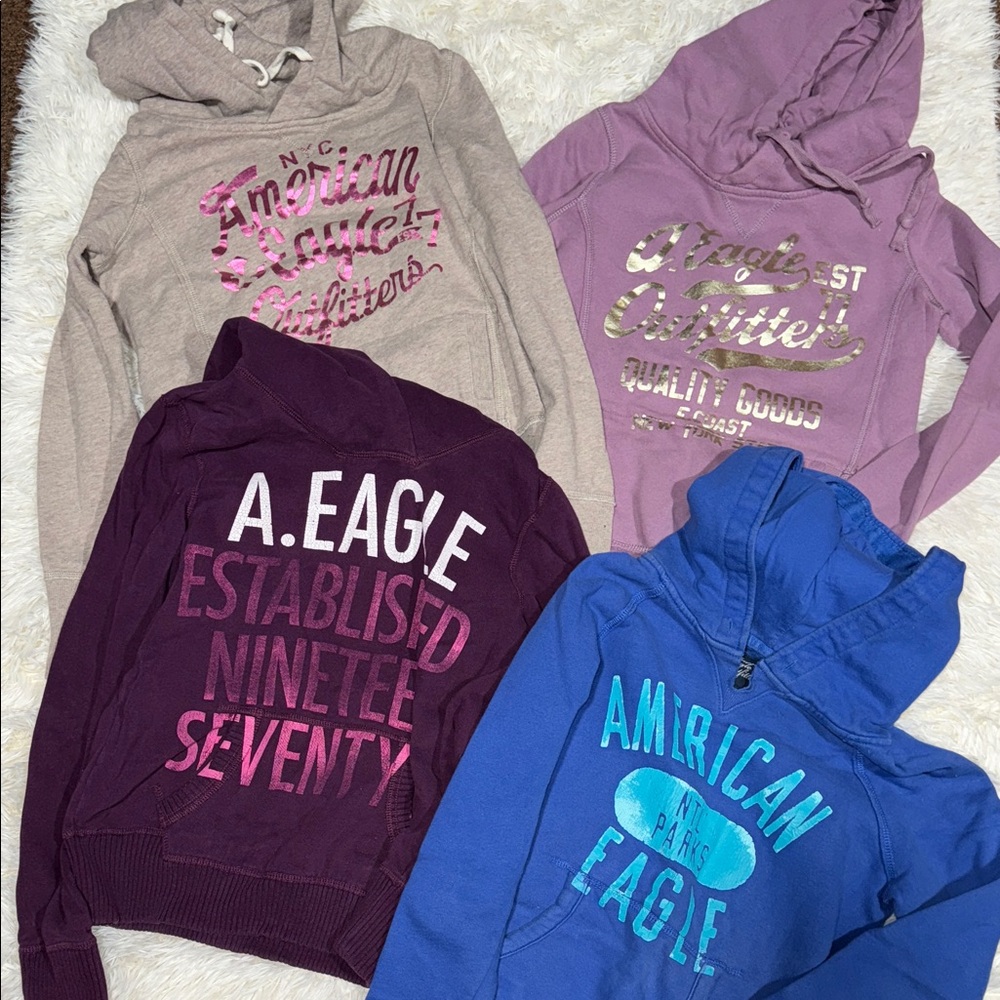 Size XS American Eagle Hoodies Set still nice. All XS except dark purple is S